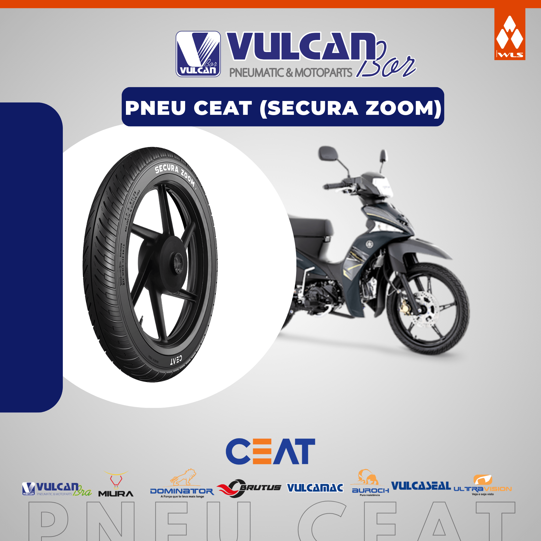 Pneu p/ moto aro 17 * 2.75-17 - diant. crypton/dream100 (secura zoom) s/câm.